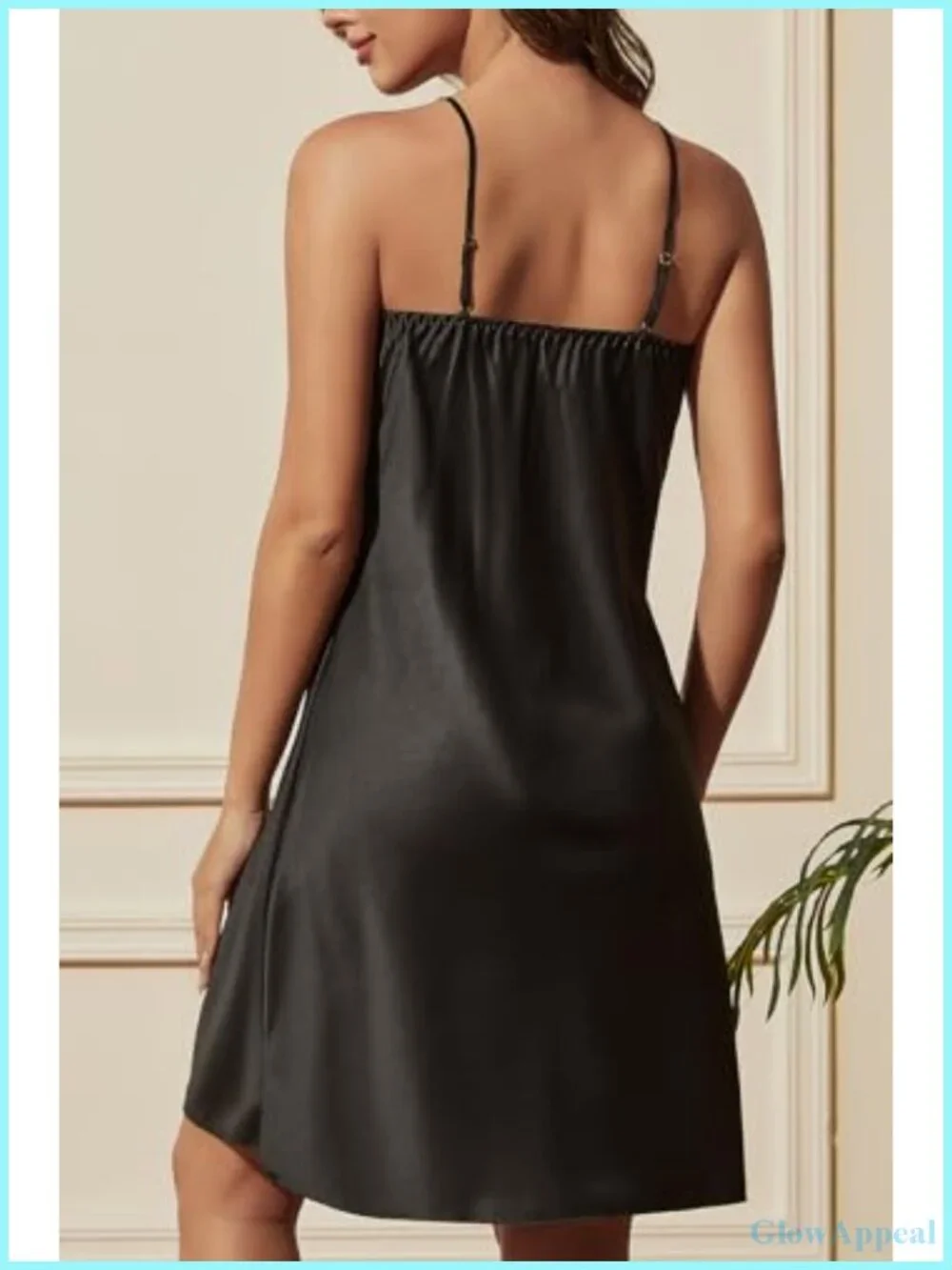 Satin Sleeveless Nightgown V-Neck Adjustable Spaghetti Strap Lingerie Chemise